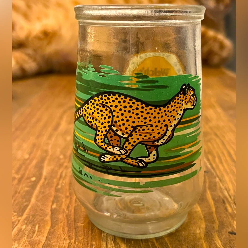 Vintage Welch’s WWF Cheetah Glass Endangered Species Collection Jelly Jar